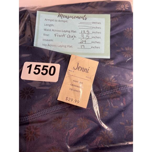 Navy Floral Legging Size Large High Rise Cross Band Legging NWT Jenni - Picture 5 of 5